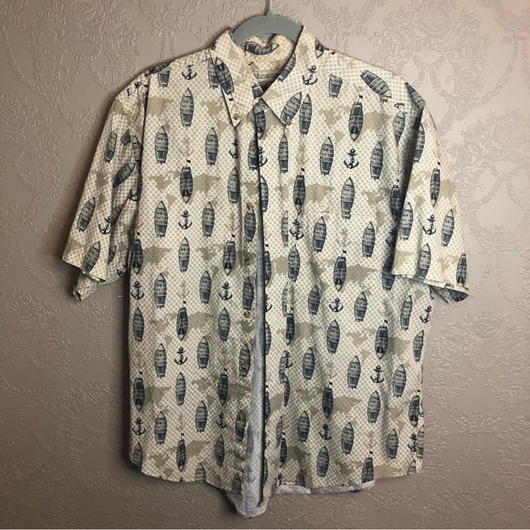 musingwear Other - Musingwear large button down short sleeve shirt nautical canoe anchor great